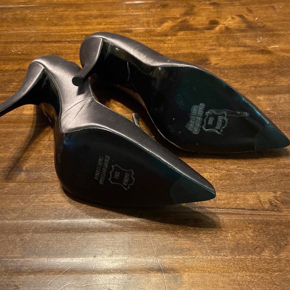 Stuart Weitzman Charcoal Satin Stilletos - Picture 7 of 8
